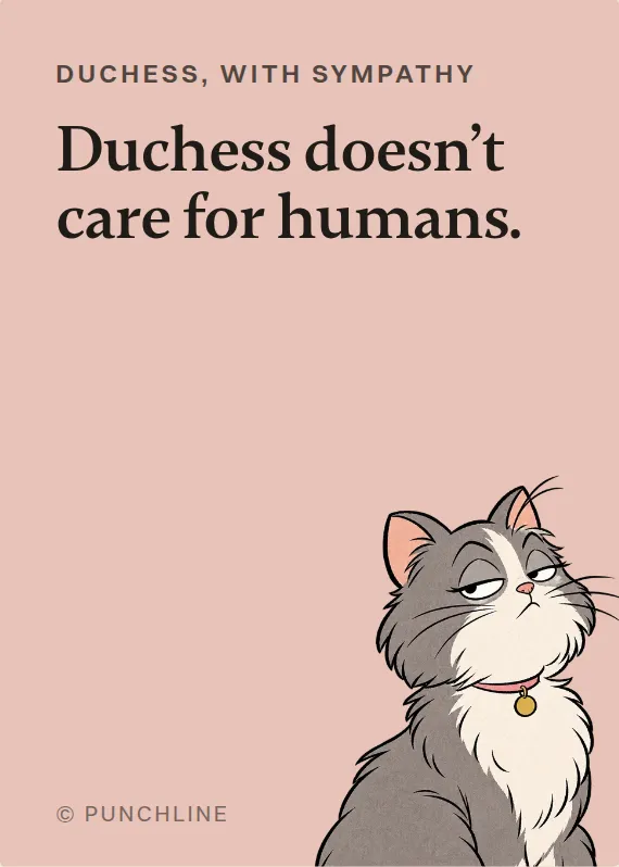 Duchess sympathy card: Duchess doesn’t care for humans.
