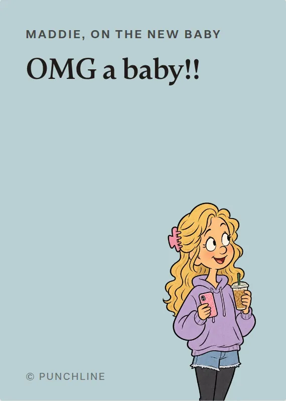 Maddie new baby card: OMG a baby!!