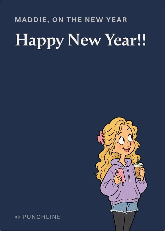 Maddie new year’s day card: Happy New Year!!