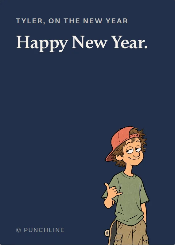 Tyler new year’s day card: Happy New Year.