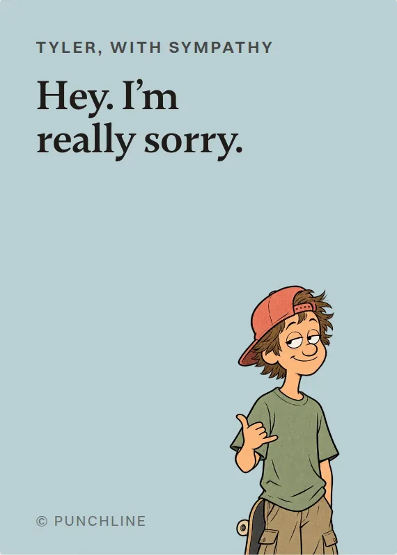 Tyler sympathy card: Hey. I’m really sorry.
