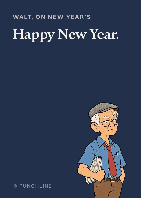 Walt new year’s day card: Happy New Year.